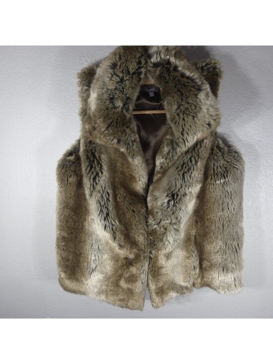 Neiman Marcus Jackets & Blazers - Neiman Marcus Faux Fur Collared Vest Womens Brown Size L Open Front